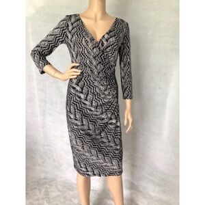 *MAKE OFFER. DONATING JANUARY 1. * GRAY & BLACK FAUX WRAP DRESS